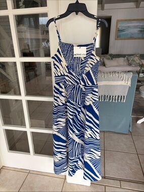 Active USA Blue and White Strappy Sundress